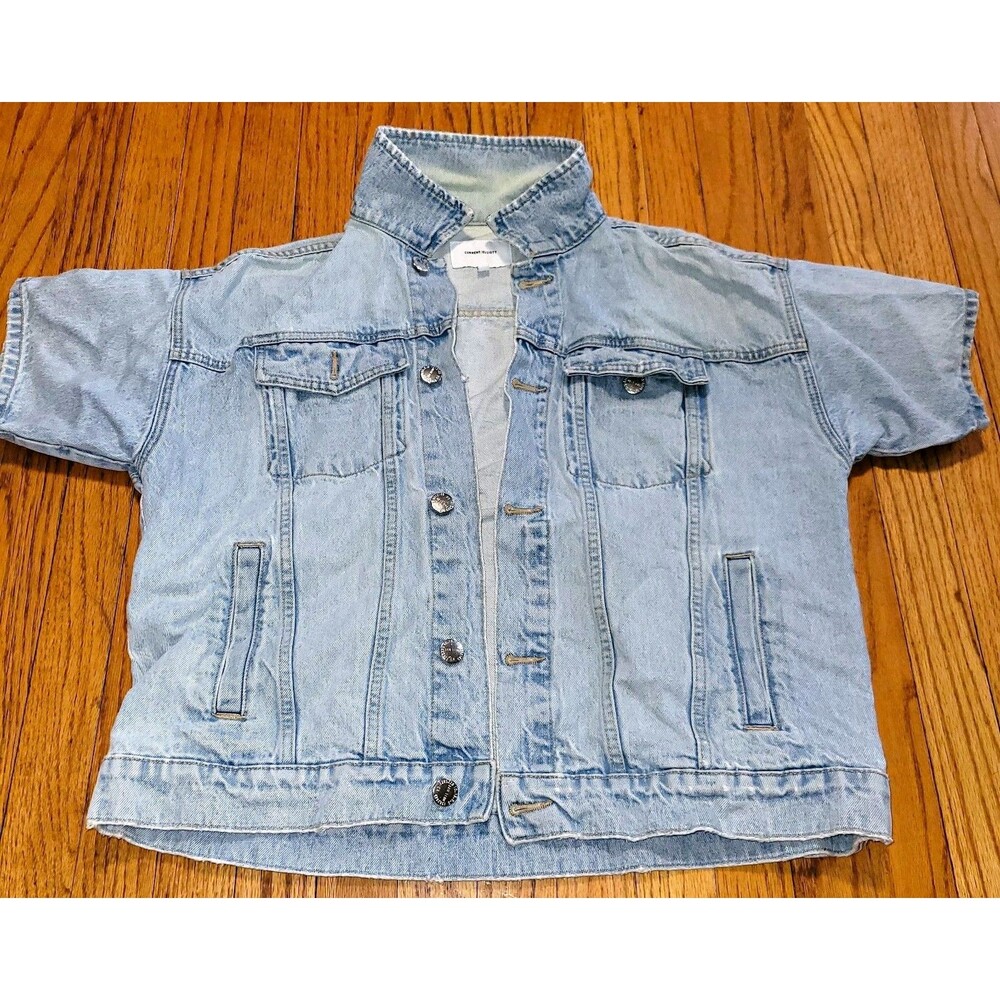 Current/Elliott Women’s Blue Button Front Collared Short Sleeve Jean Jacket 2